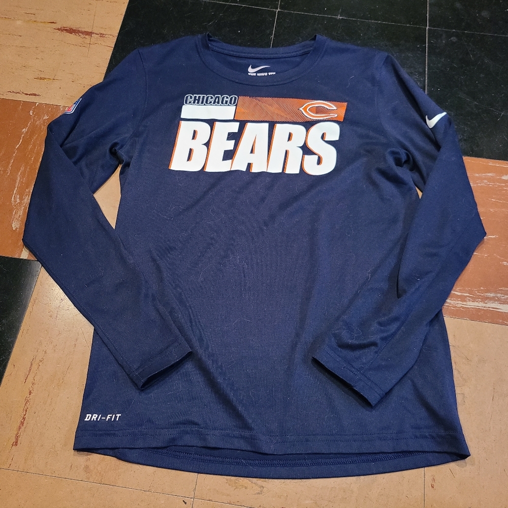 Nike Chicago Bears long sleeved shirt navy blue youth size 10/12 football NWOT